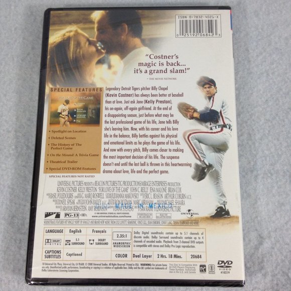 For Love of The Game - 1999 - Kevin Costner - DVD - Factory Sealed - New - Picture 2 of 3
